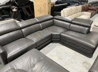 New! Top Grain Leather Power Reclining Sectional 