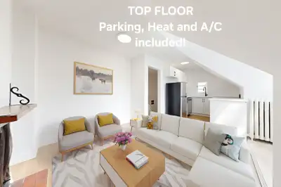 TOP FLOOR! 1 BED 1 BATH APARTMENT FOR RENT WITH 1 PARKING SPACE , IN SUITE LAUNDRY AND AIR CONDITION...