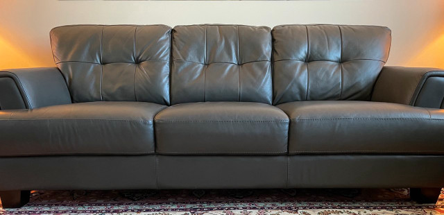 For Sale: Premium Genuine Leather Living Room Set – Act Fast! in Couches & Futons in Calgary