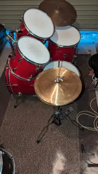 Red Westbury Drum kit with Cymbals 