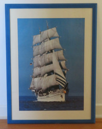 Poster avec cadre d'un grand voilier / Large Sailboat Poster