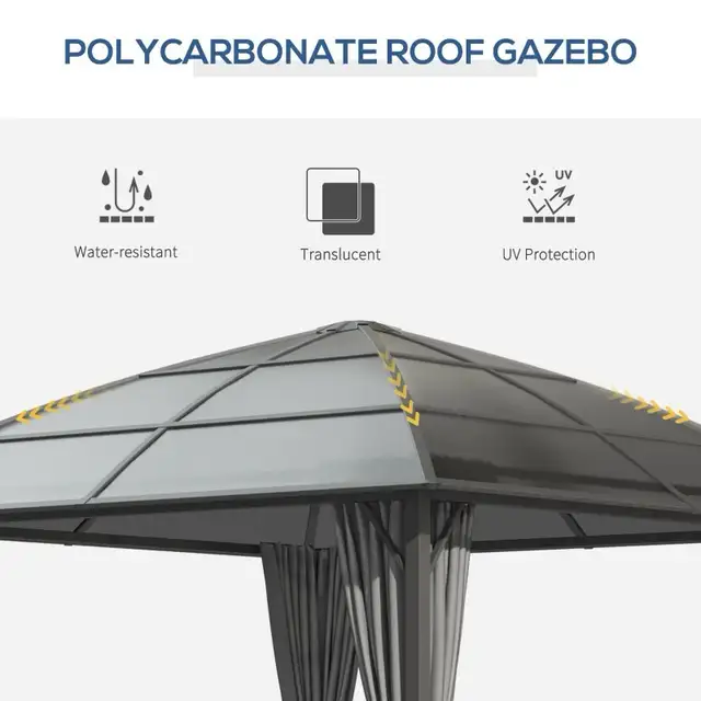 10' x 10' Outdoor Gazebo Canopy, Hardtop Gazebo with UV60+ Polyc in Patio & Garden Furniture in Markham / York Region - Image 4