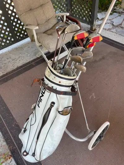15 Golf Clubs + Golf Bag + Pull Cart, View more