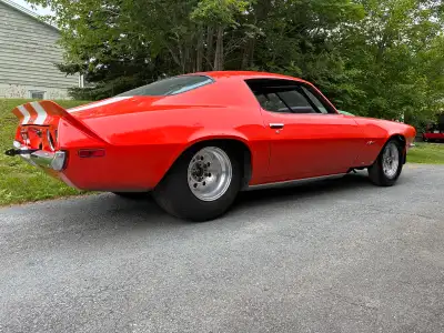 1973 Camaro drag car roller. Tubbed, 4 link, 12 bolt with 4.10 gears. Fiberglass front clip, also ha...