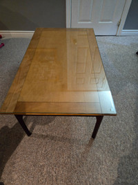 Beautiful glass-top hardwood coffee table