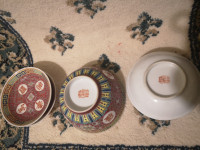 Vintage Chinese Porcelain Plates and Bowls草帽款