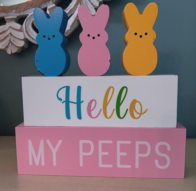 Hello My Peeps Wooden Spring Easter Decor, View more