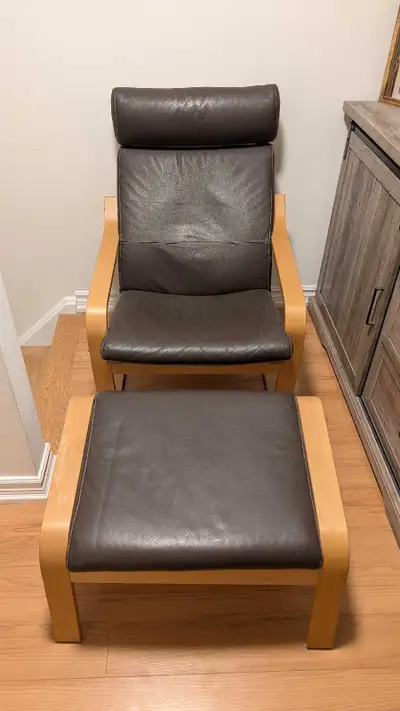 Leather Lounge Chair and Ottoman, View more