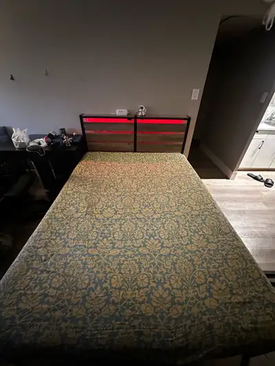 Queen bed frame with mattress, View more