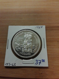 1958 Canada MS-63 80% silver dollar coin