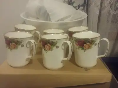 Royal Albert 1962 Old Country Roses, 6 Bristol coffee mugs, $72, View more