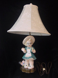 Vintage Italy Lamp Ceramic Girl Lenci Essevi Tosin CIA Manna 40s