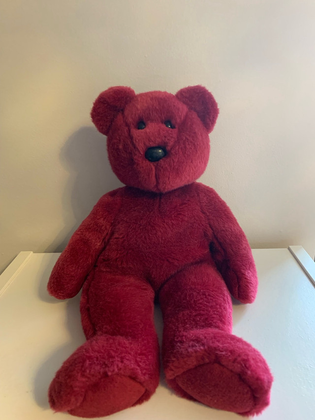 TY Retired Classic Beanie Buddies Burgundy Magenta Wine Teddy in Arts & Collectibles in Fredericton