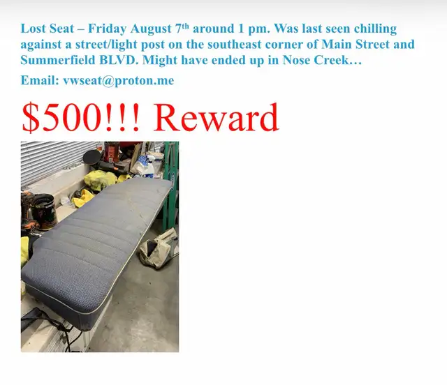lost VW beetle seat 