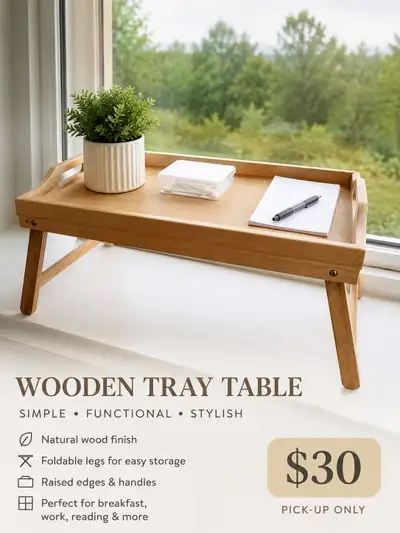 wooden tray table, View more