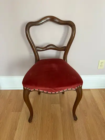 Vintage victorian style balloon back chair. Good used condition, normal signs of age. There are a fe...