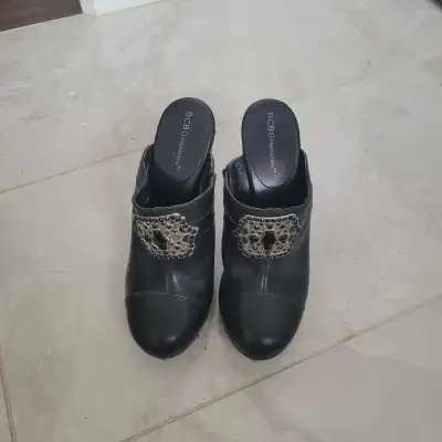 BCBG Generation Black Leather Clogs, View more