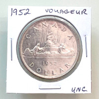 1952 Canada Voyageur .800 Fine Silver Uncirculated $1 coin!