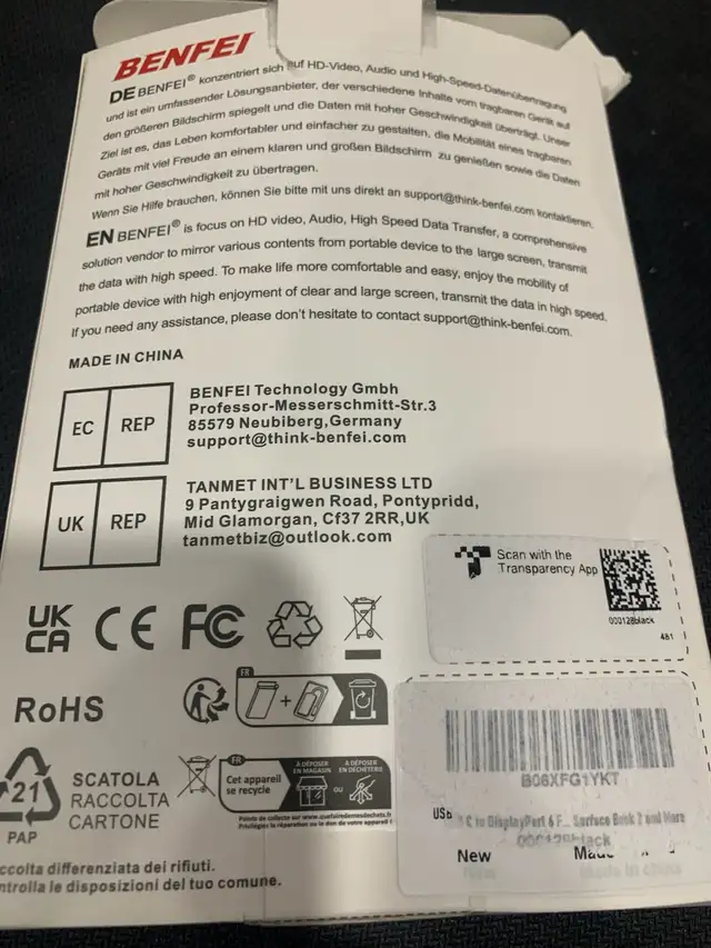 BENFEI USB C to DisplayPort 6 Feet Cable(8K@60Hz 4K@144Hz), USB  in General Electronics in Mississauga / Peel Region - Image 9
