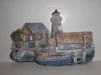 FISHING WHARF WITH COTTAGE WALL PLAQUE