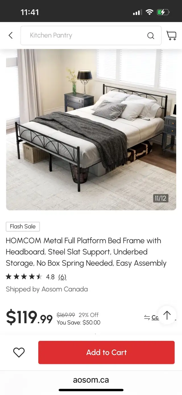 Steel slat Metal Full Platform Bed Frame with Headboard in Beds & Mattresses in Markham / York Region - Image 2