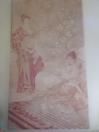 Antique fabric tapestry 1898 mounted on a frame
