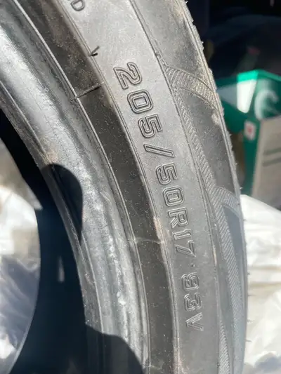 Matching set of 4 205-50-17” euro tires All have no leaks Dad had these removed to have summer tires...