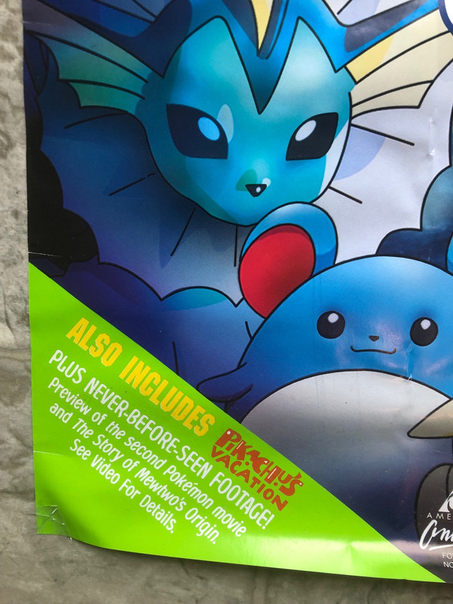 Vintage 1999 Pokemon The First Movie Poster Promo Video Store  in Arts & Collectibles in Oakville / Halton Region - Image 2
