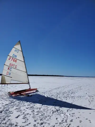DN Ice sailboat, sail # 2766 Great beginners boat comes with everything you need to go ice sailing t...