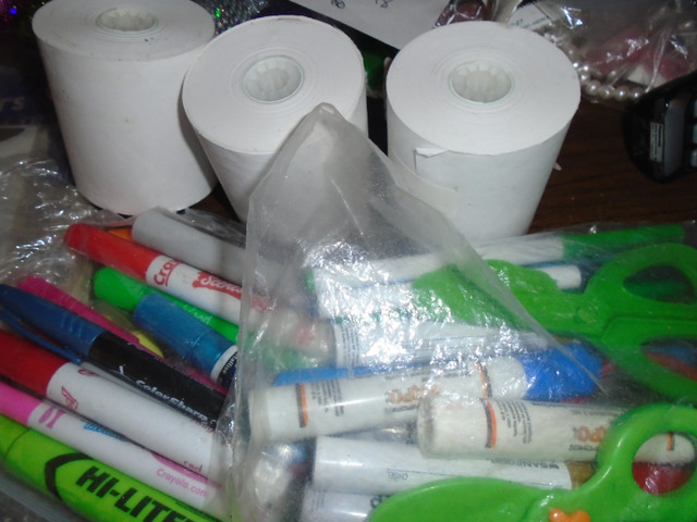 Markers, kid’s scissors, 4 rolls -adding machine Tape $8. For al in Accessories in Thunder Bay