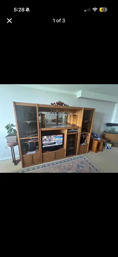 Oak Entertainment Unit and Bar, View more