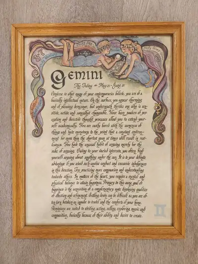 Gemini Horoscope Framed Print, View more