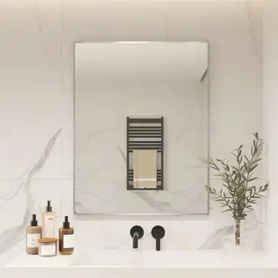28” x 36” Modern Wall Mirror – Brushed Nickel Frame, View more