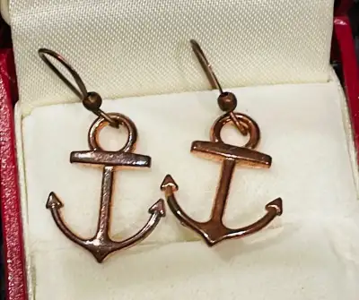 Copper coloured anchor earrings, View more