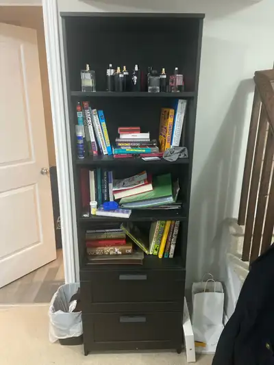 Black Bookshelf With 2 Drawers – Good Condition, View more