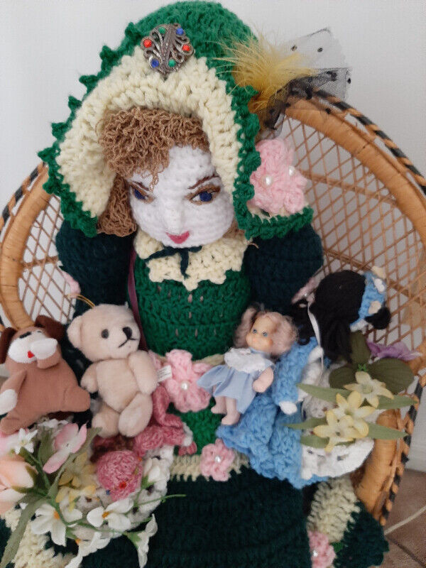 Hand crocheted doll with chair in Arts & Collectibles in Mississauga / Peel Region