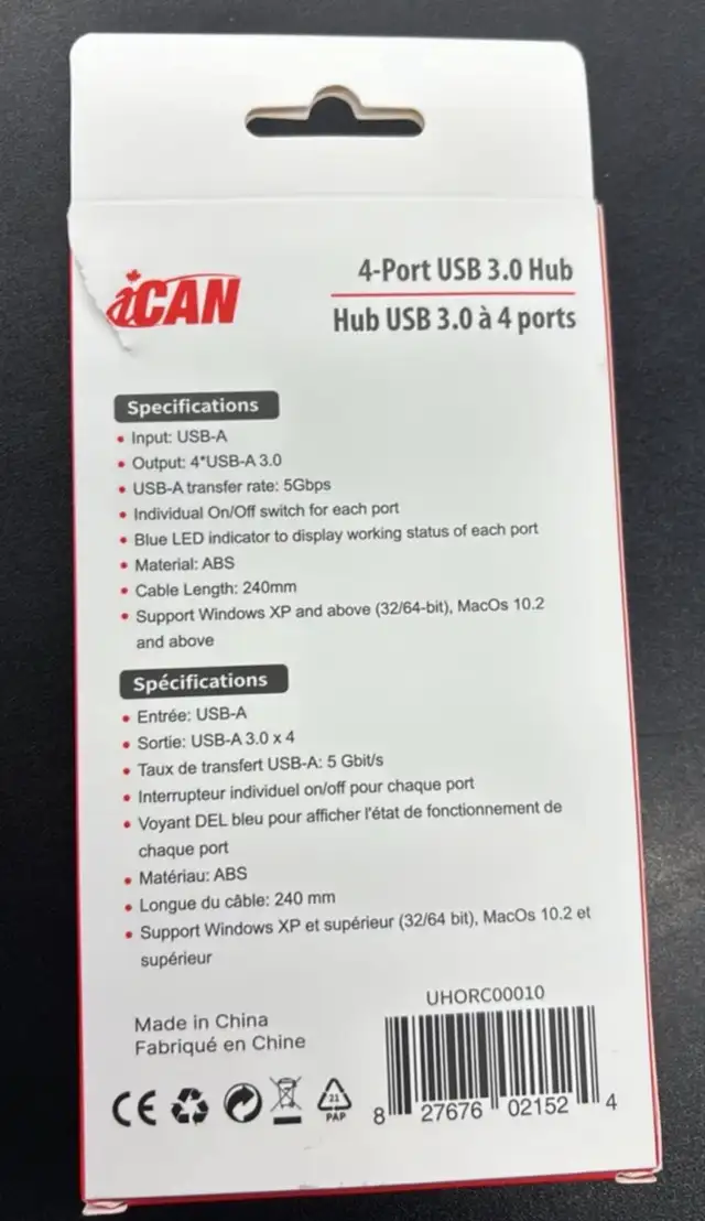 ICAN 4-Port USB 3.0 Hub - New in Box! in Cables & Connectors in Markham / York Region - Image 3