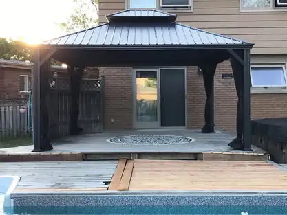 WINDSOR ESSEX COUNTY LARGE SIZE BLACK CANVAS METAL HARDTOP in Patio & Garden Furniture in Windsor Region - Image 3