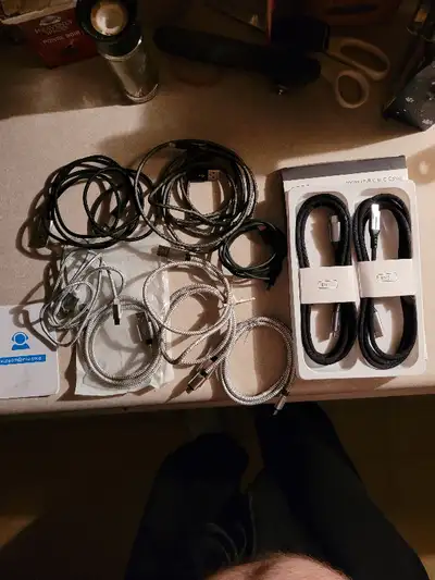LOTS of cables brand new. Usb to micro, Usb to lightning, View more