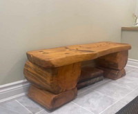 Live edge wood slab bench