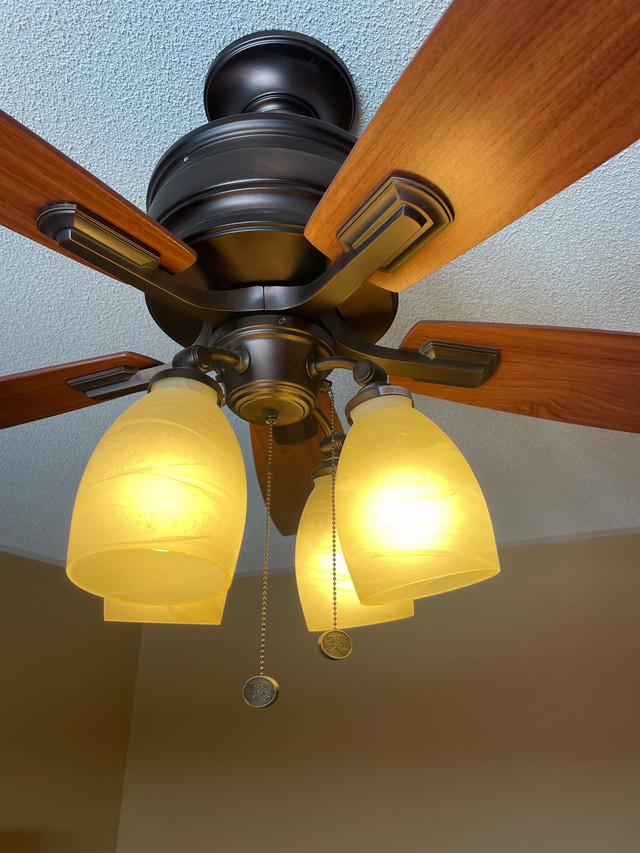 Hampton Bay 52” ceiling fan with light - will install  in Indoor Lighting & Fans in Mississauga / Peel Region - Image 2