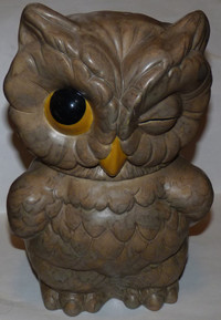 Vintage 70s HTF Atlantic Mold Ceramic Winking Owl Cookie Jar