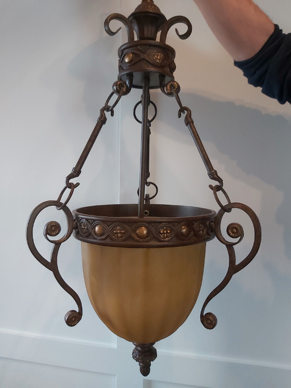 Wrought Iron & Ceramic Pendant Chandelier Light in Indoor Lighting & Fans in Cambridge