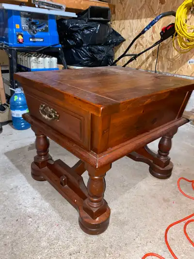Solid wood side table., View more