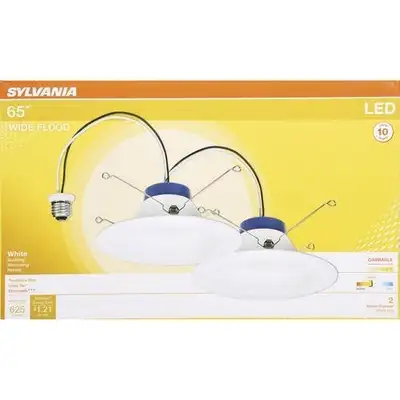 Sylvania 60W Equivalent White Trim LED Recessed Light, 2 Pack, View more