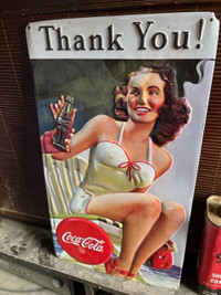 coca cola PIN UP Girl metal sign pepsi antique vintage collect