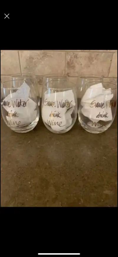 Wine Glasses - Pier1Imports $12 each. I have 6 glasses. Brand New.