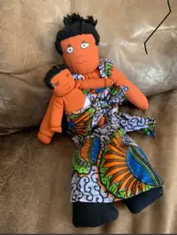 17” cloth mom doll brown skin with baby ethnic toy 