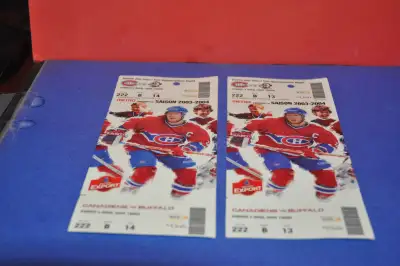 2003-2004 lot of 2 Montreal Canadiens vs buffalo sabres Ticket stub 3 april 2004 Original used 2 tic...