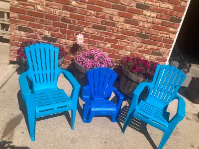 $5 for all three! Kids’ patio plastic chairs, View more
